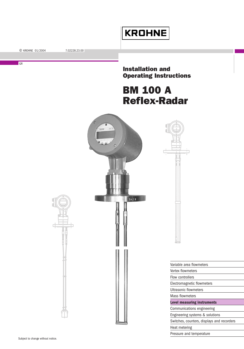 KROHNE BM 100A EN User Manual | 29 pages