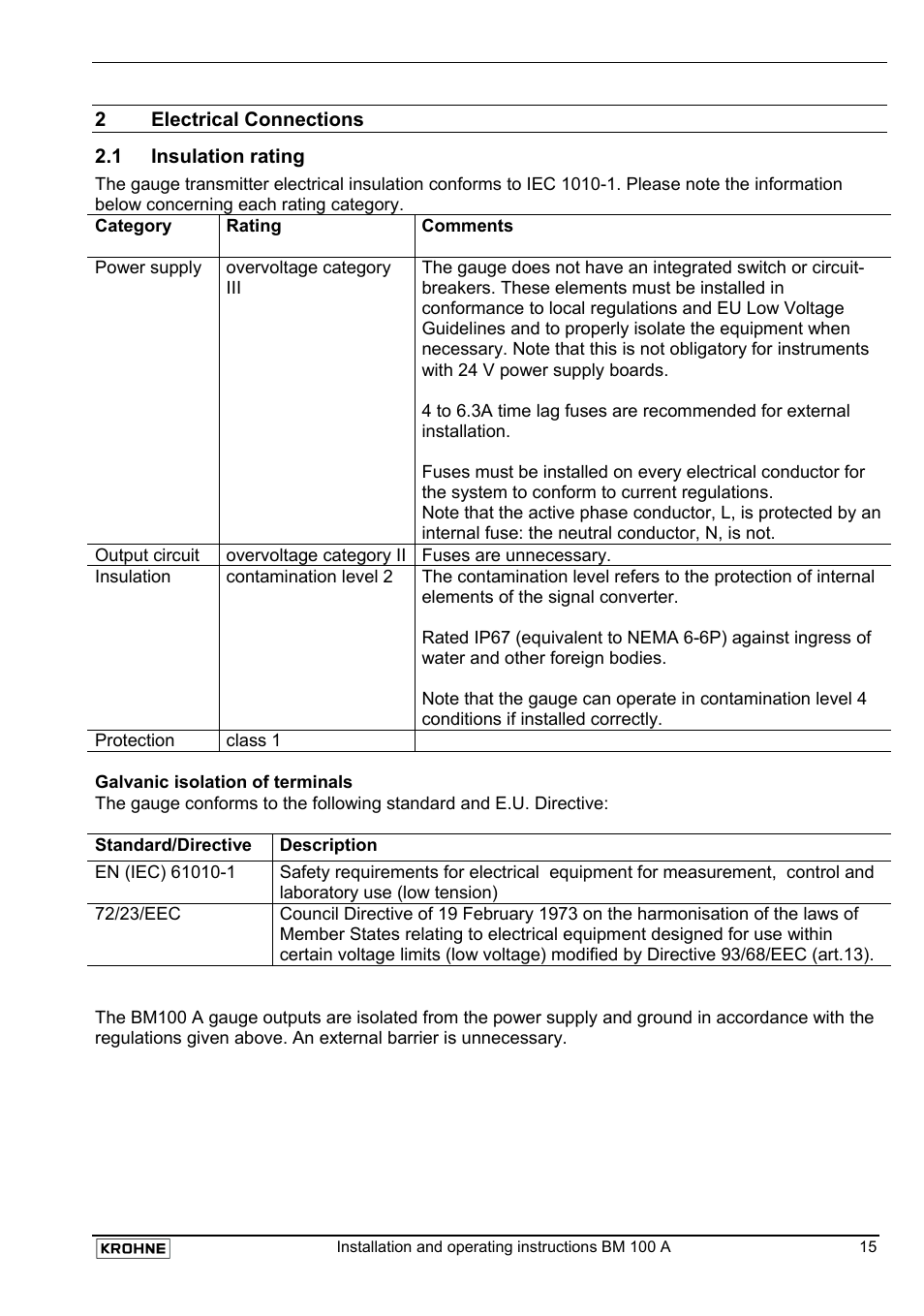 KROHNE BM 100A EN User Manual | Page 15 / 29