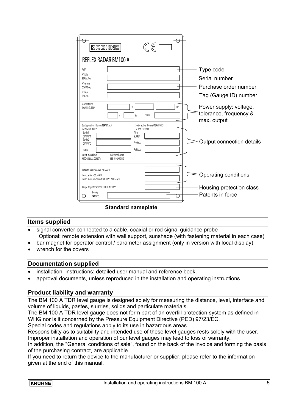 KROHNE BM 100A EN User Manual | Page 5 / 29