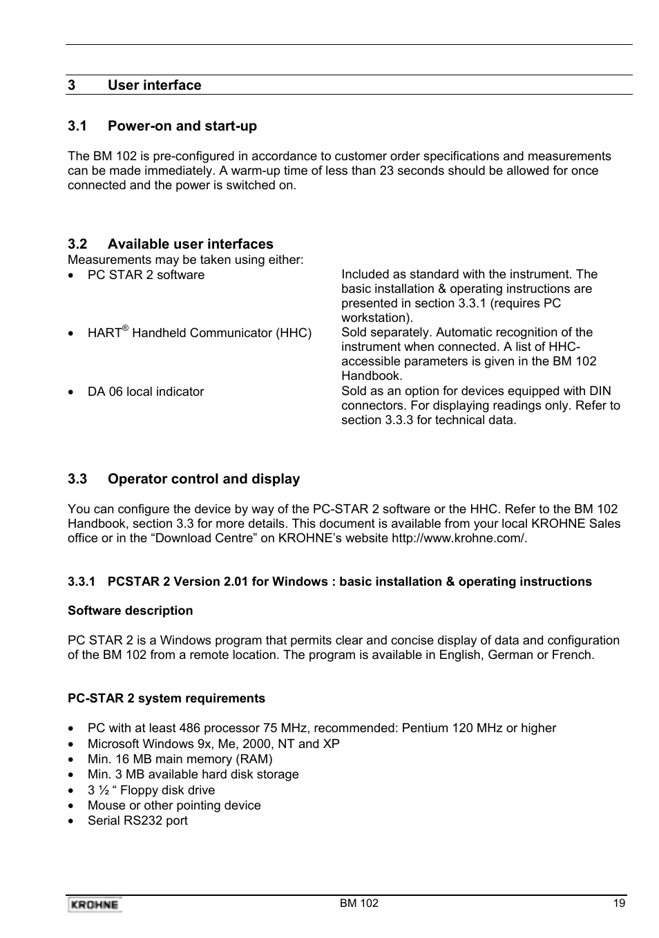 KROHNE BM 102 EN User Manual | Page 19 / 33