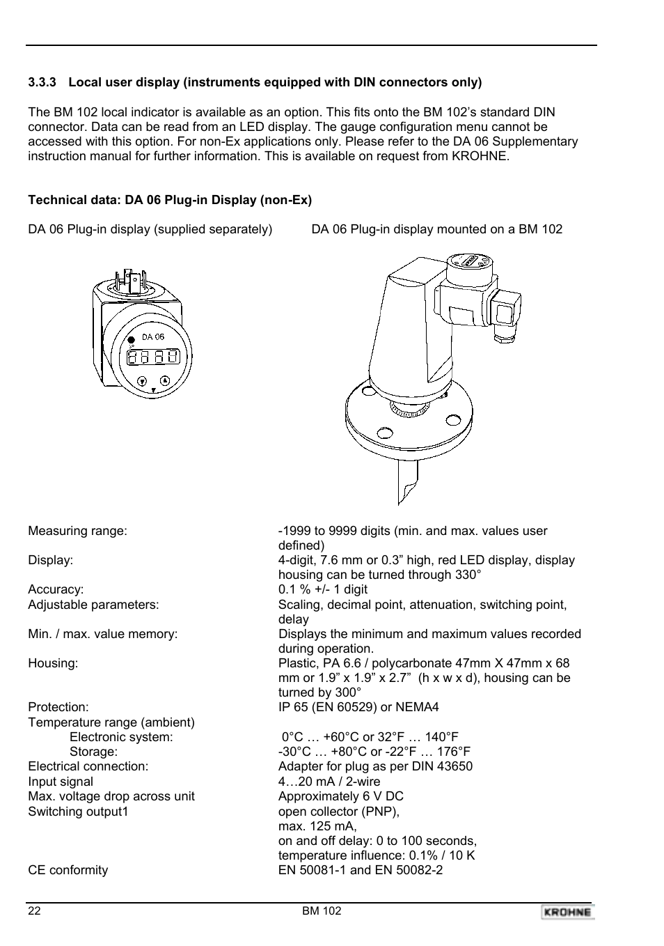 KROHNE BM 102 EN User Manual | Page 22 / 33