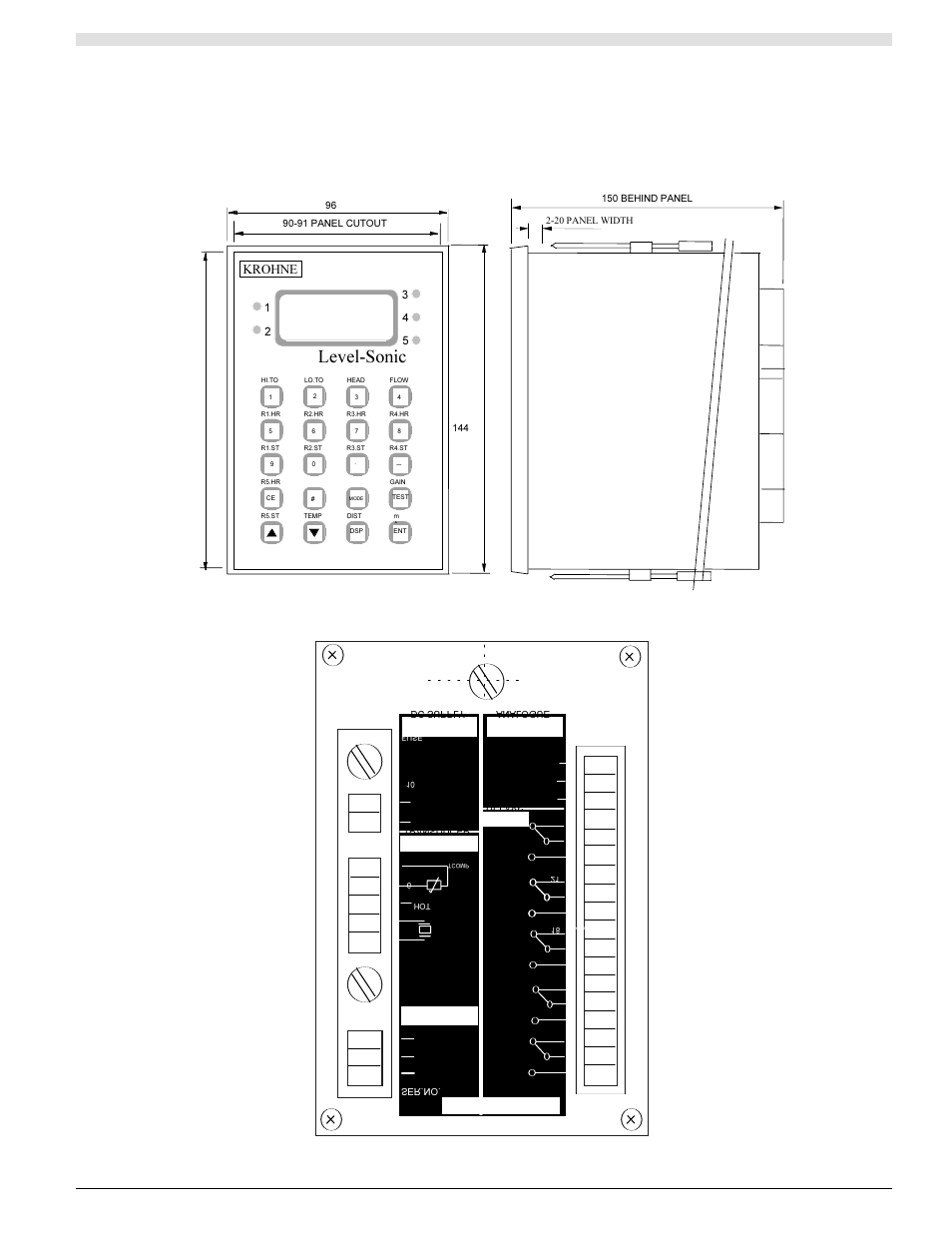 Bm90 e/le panel mounted converter, Transducer wiring for bm90e / le, Level-sonic | Fig 6 fig 5, Krohne | KROHNE BM 90 EN User Manual | Page 9 / 42