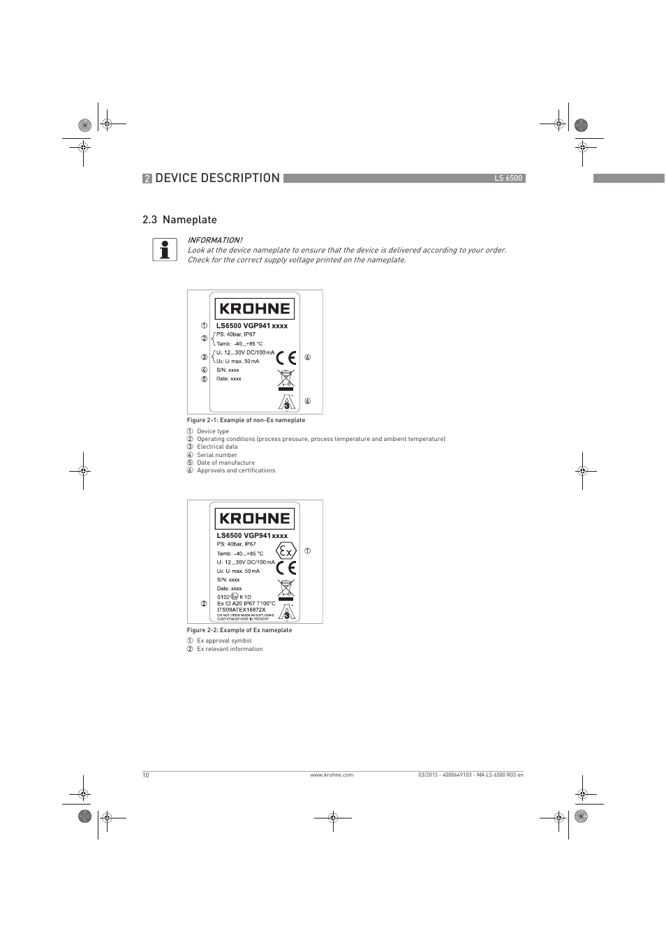 Device description, 3 nameplate | KROHNE LS 6500 EN User Manual | Page 10 / 32