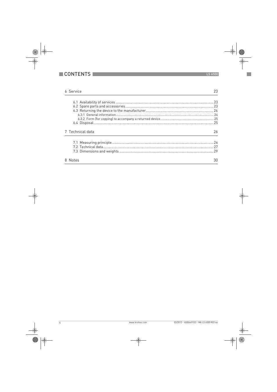 KROHNE LS 6500 EN User Manual | Page 4 / 32