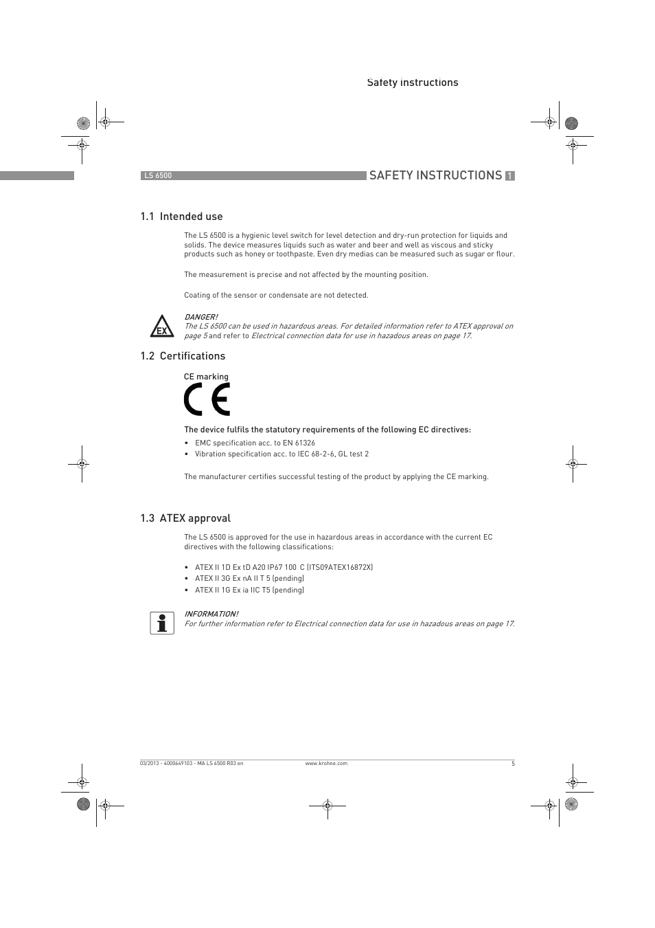 Safety instructions | KROHNE LS 6500 EN User Manual | Page 5 / 32