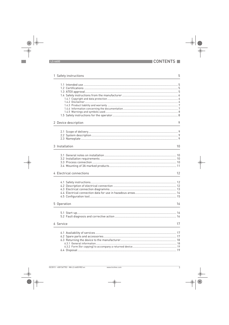 KROHNE LS 6600 EN User Manual | Page 3 / 28