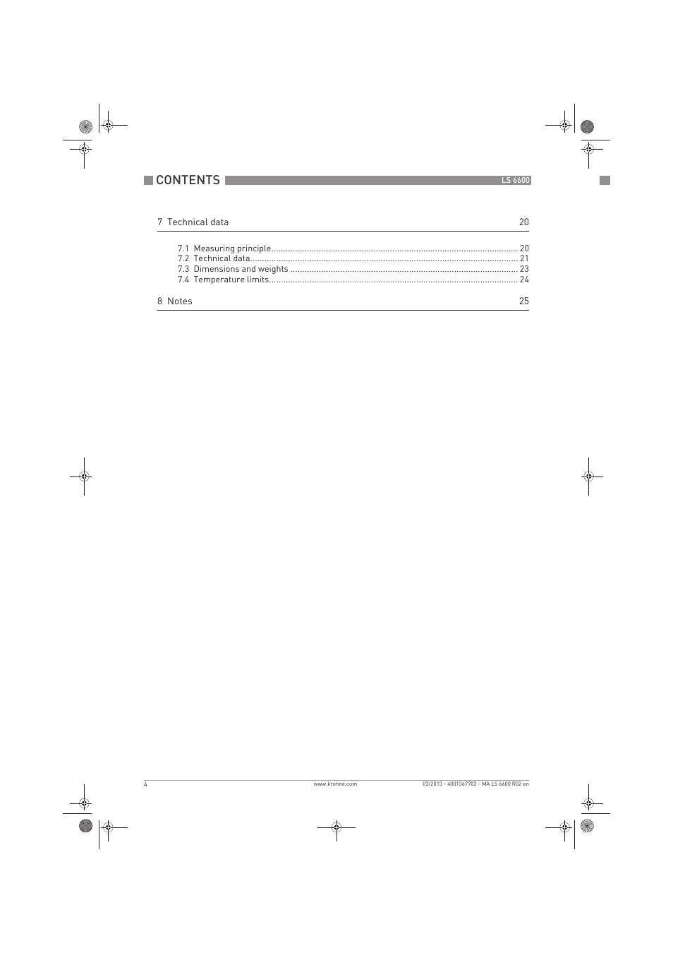 KROHNE LS 6600 EN User Manual | Page 4 / 28