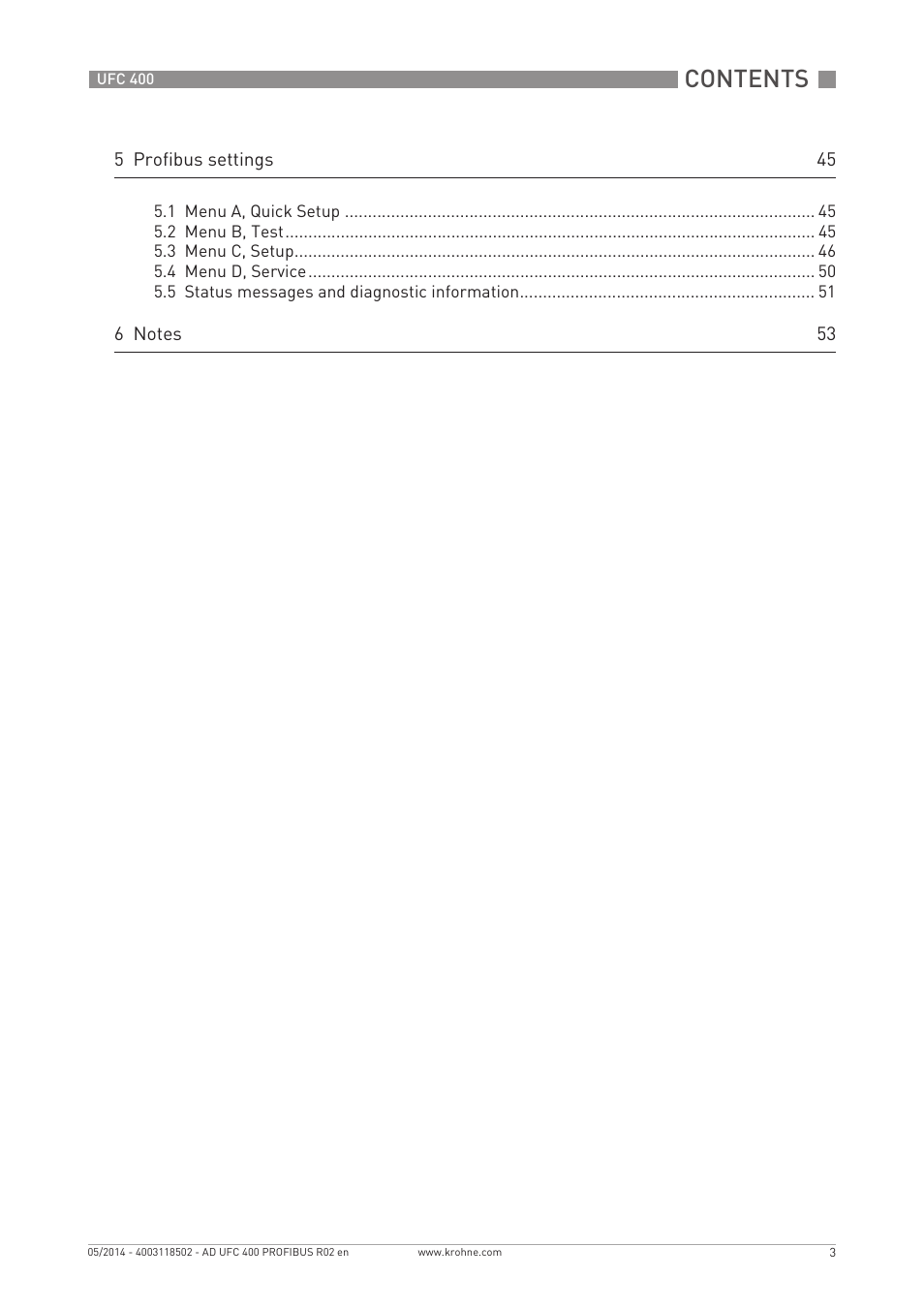 KROHNE UFC 400 PROFIBUS PA-PROFIBUS DP User Manual | Page 3 / 56