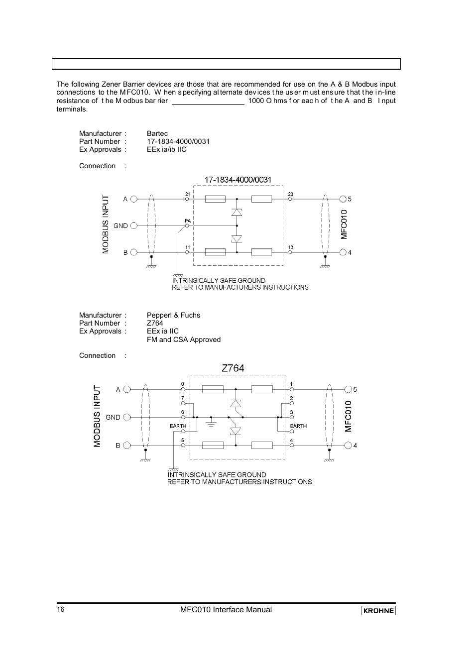 2 modbus barrier devices, Modbus barrier devices | KROHNE MFC 010 C Converter User Manual | Page 18 / 104