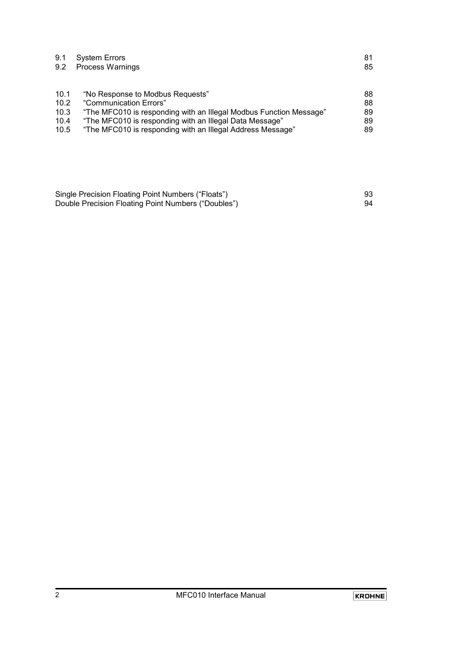 KROHNE MFC 010 C Converter User Manual | Page 4 / 104