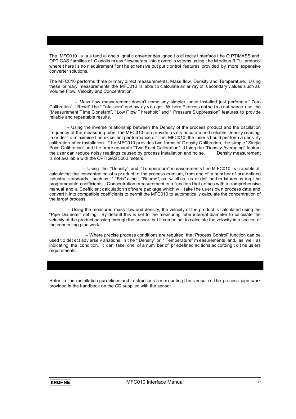 Introduction, Mechanical installation | KROHNE MFC 010 C Converter User Manual | Page 7 / 104