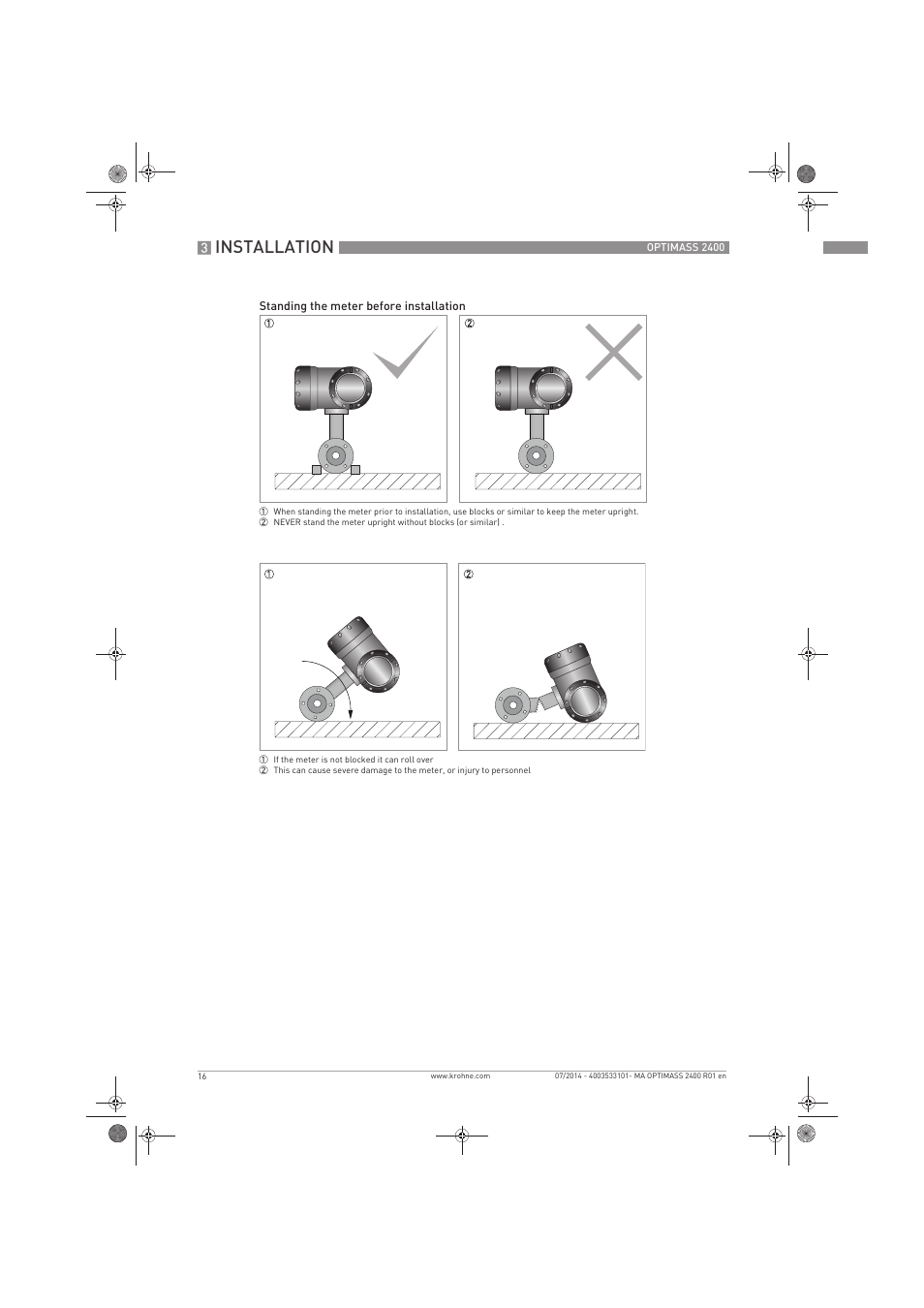 Installation | KROHNE OPTIMASS 2400 User Manual | Page 16 / 52