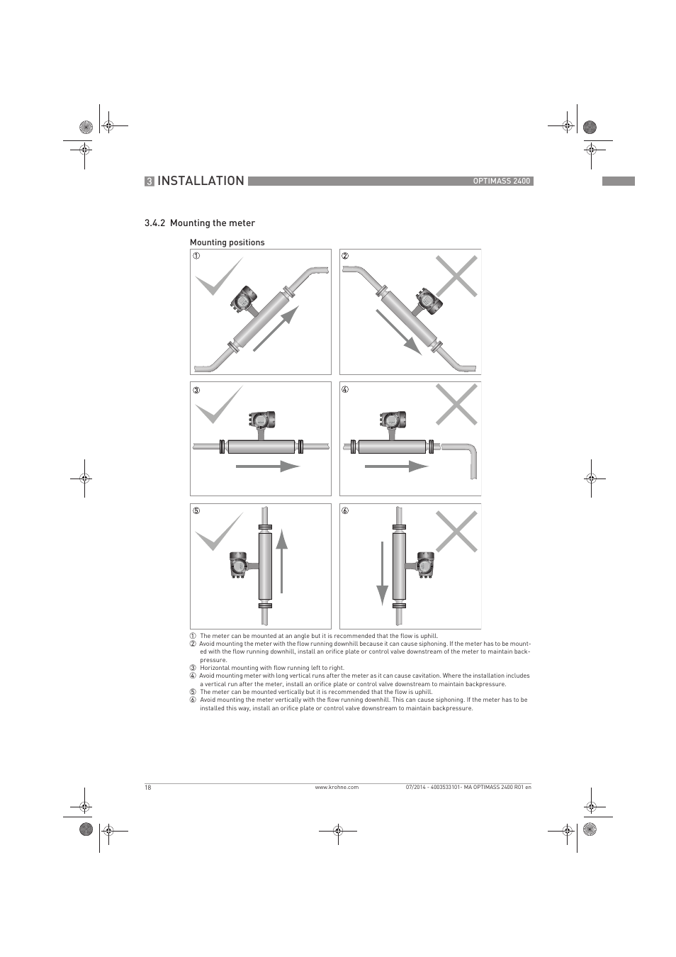 Installation | KROHNE OPTIMASS 2400 User Manual | Page 18 / 52