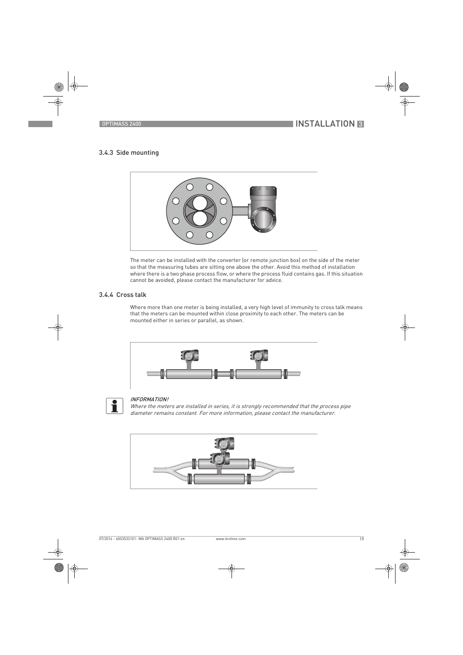 Installation | KROHNE OPTIMASS 2400 User Manual | Page 19 / 52