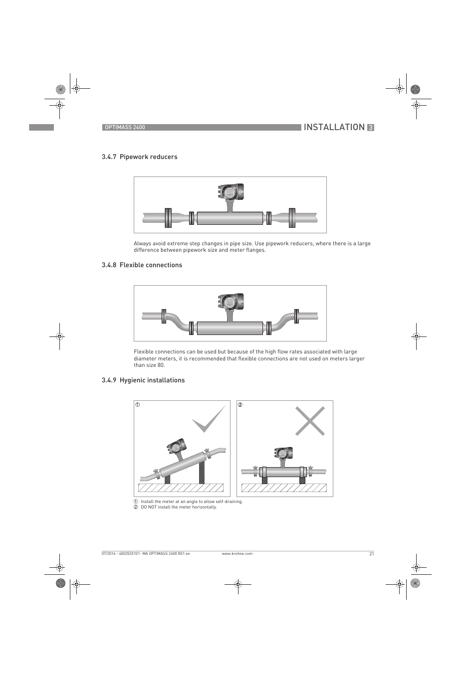 Installation | KROHNE OPTIMASS 2400 User Manual | Page 21 / 52