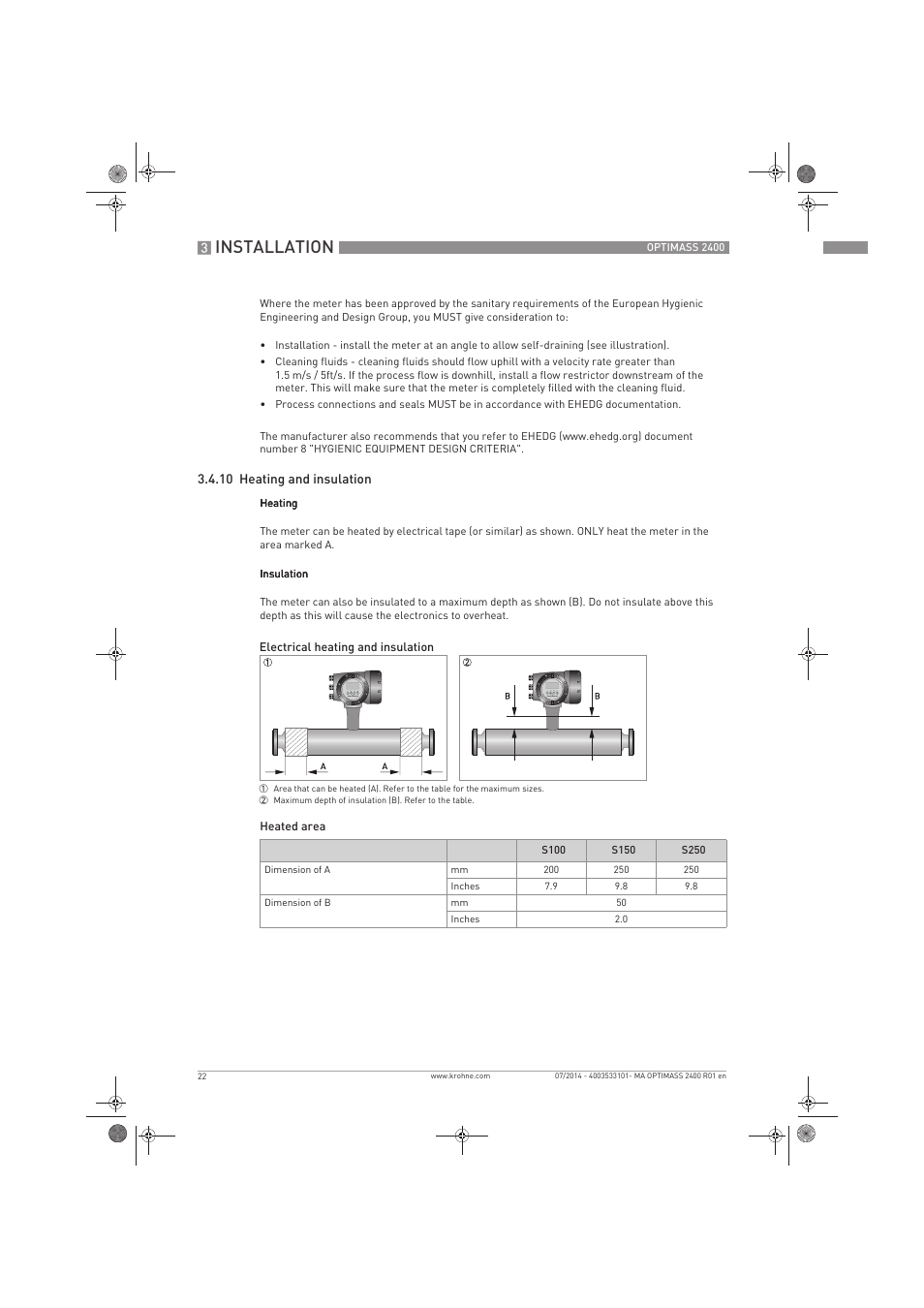 Installation | KROHNE OPTIMASS 2400 User Manual | Page 22 / 52