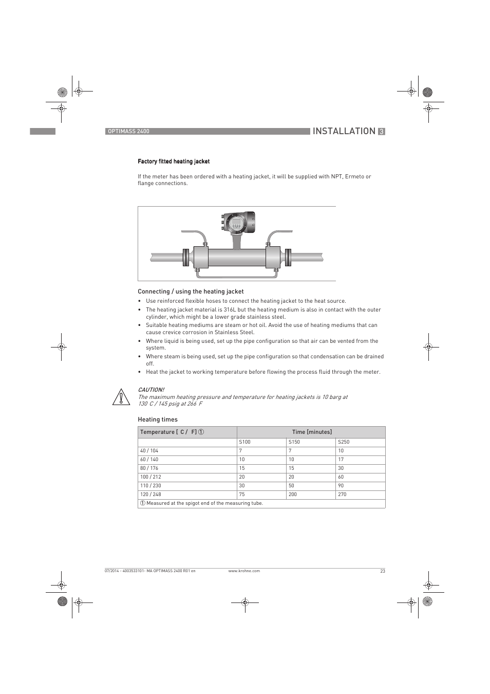 Installation | KROHNE OPTIMASS 2400 User Manual | Page 23 / 52