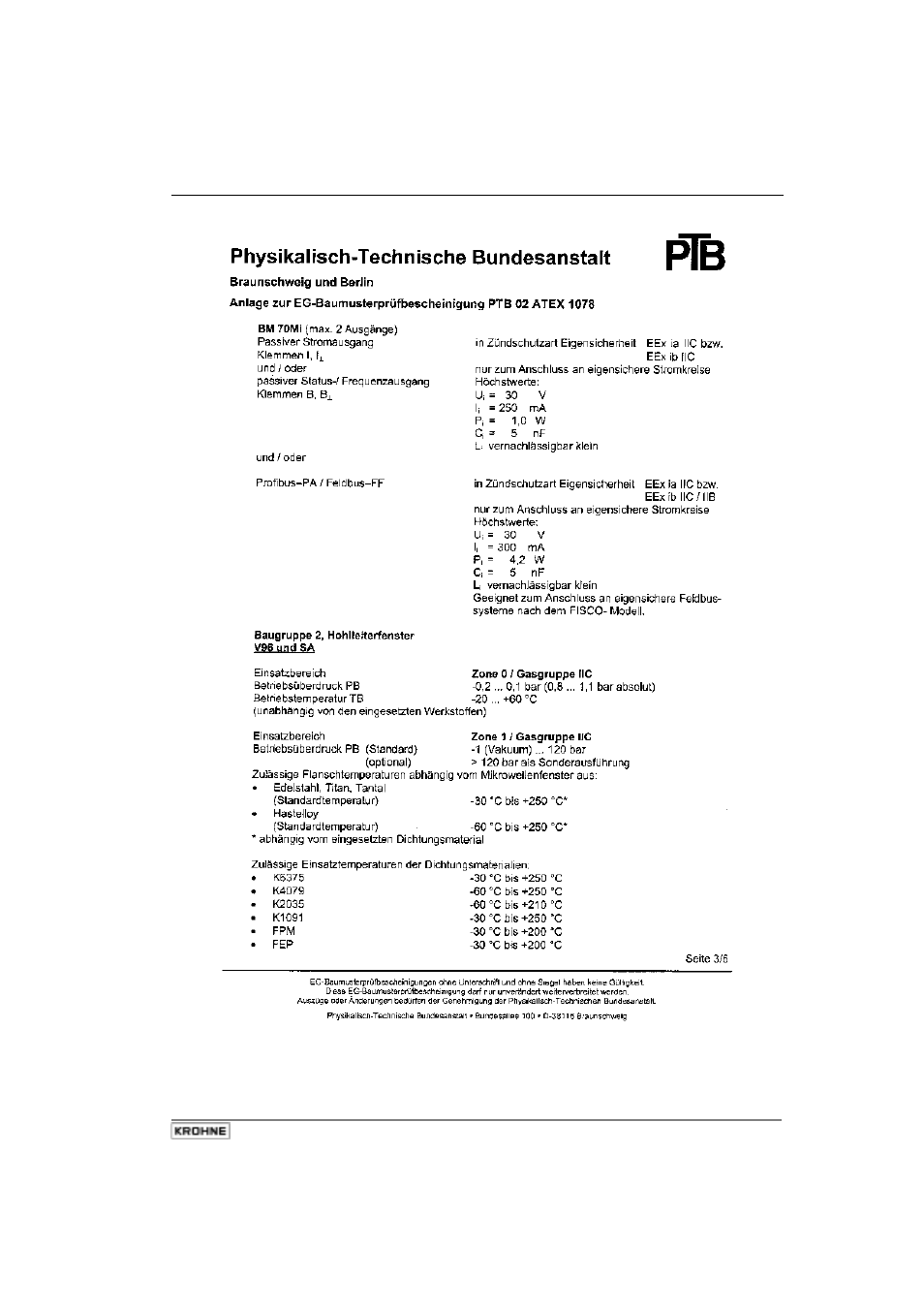 KROHNE BM 70 M User Manual | Page 105 / 110