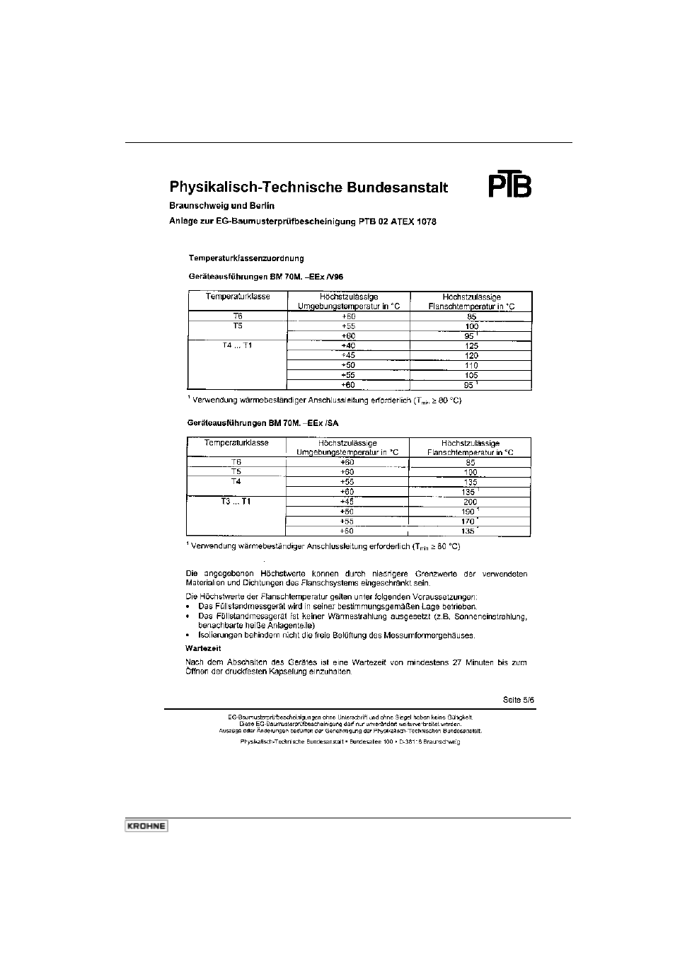 KROHNE BM 70 M User Manual | Page 107 / 110