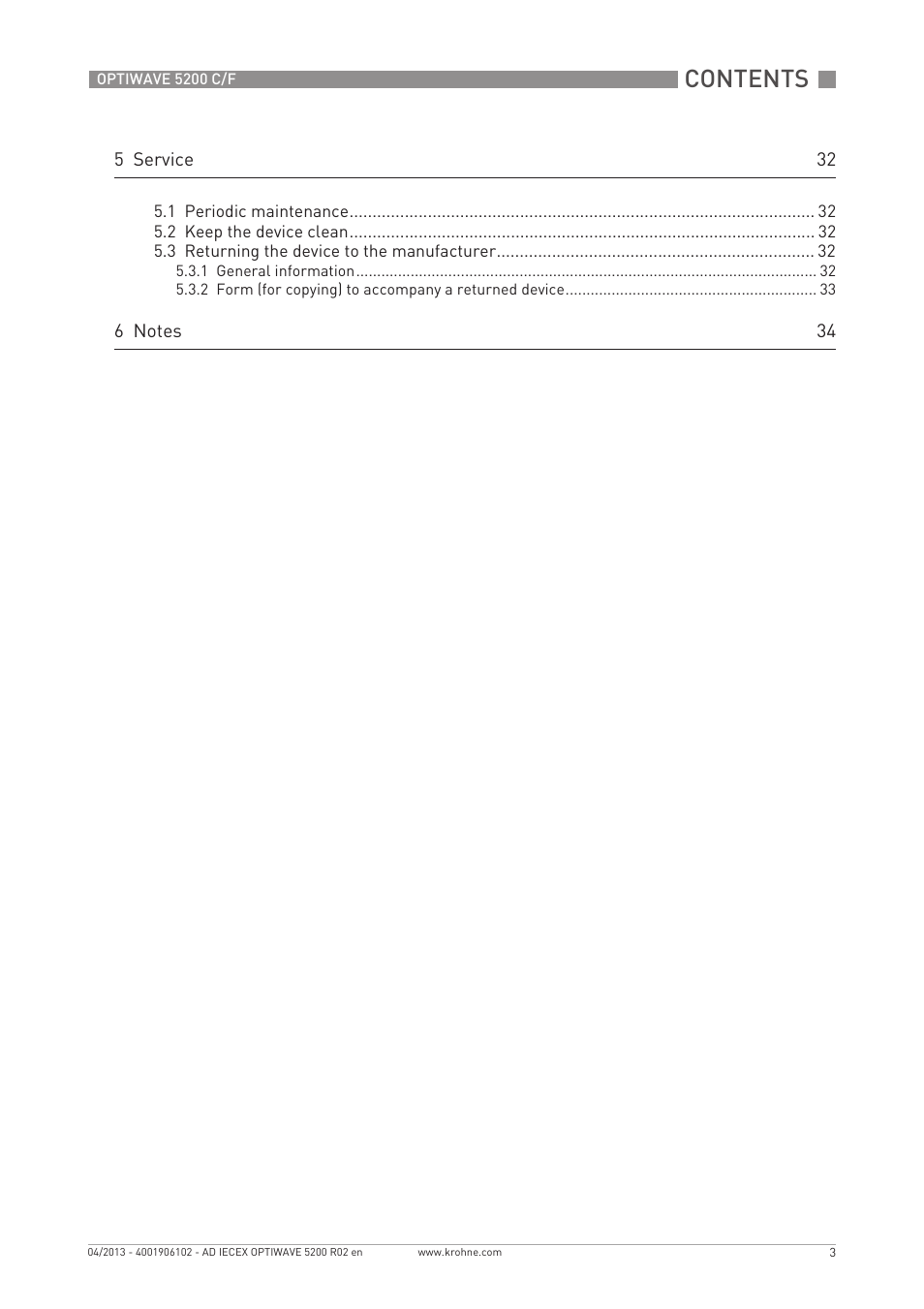 KROHNE OPTIWAVE 5200 IECEx User Manual | Page 3 / 36
