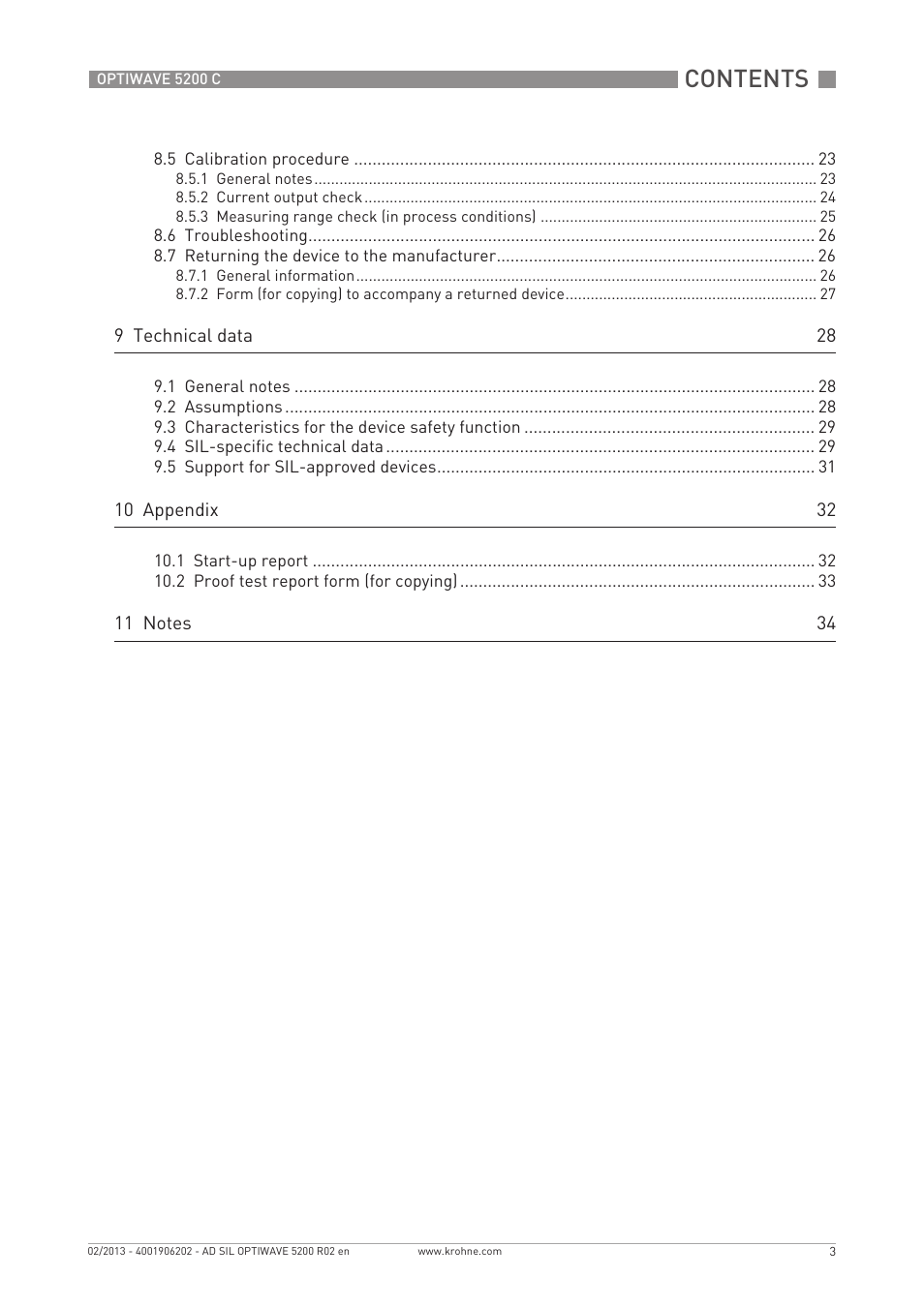 KROHNE OPTIWAVE 5200C SIL User Manual | Page 3 / 36