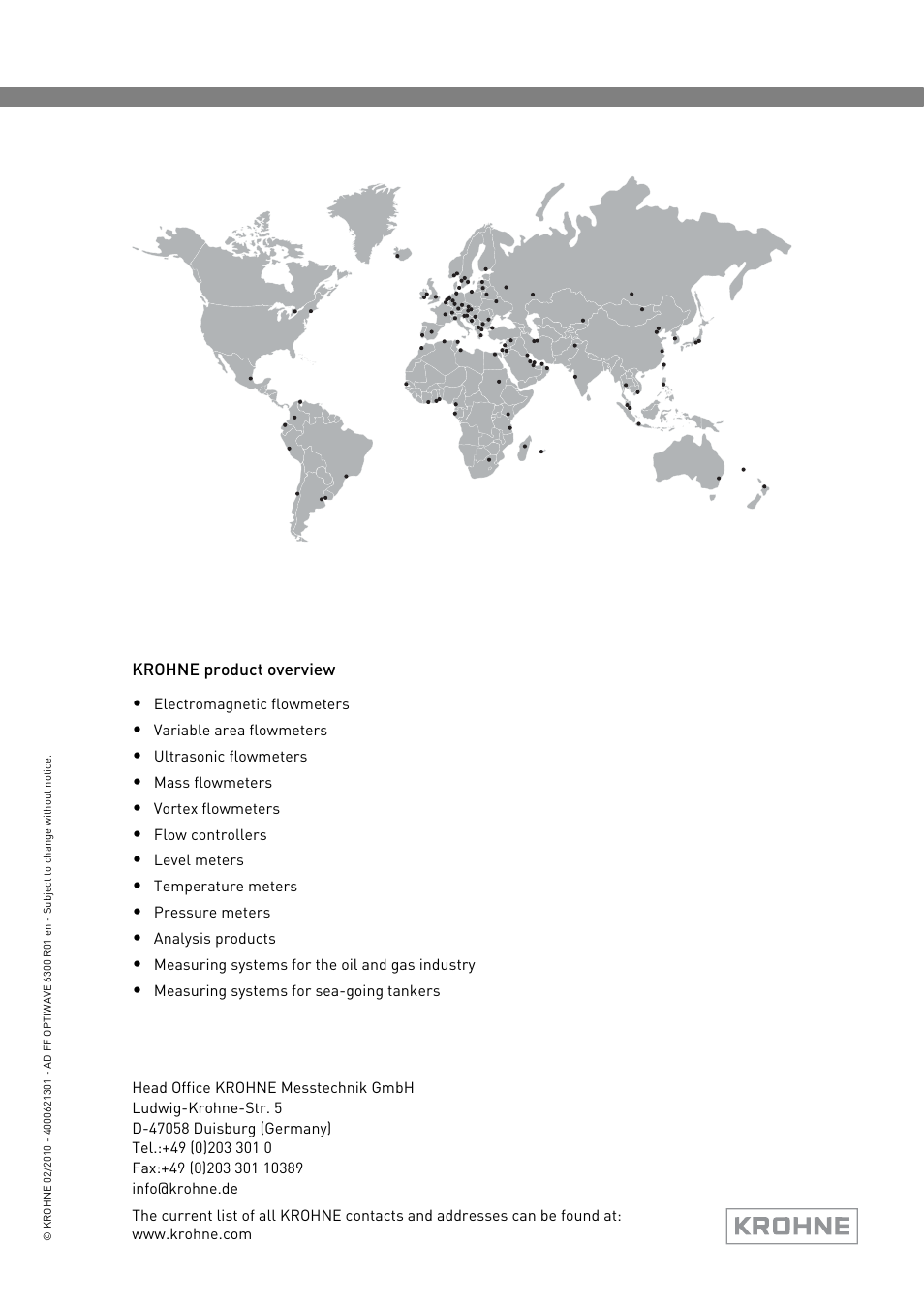 KROHNE OPTIWAVE 6300C FOUNDATION FIELDBUS User Manual | Page 12 / 12