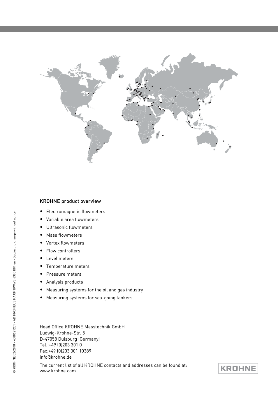 KROHNE OPTIWAVE 6300C PROFIBUS PA User Manual | Page 12 / 12