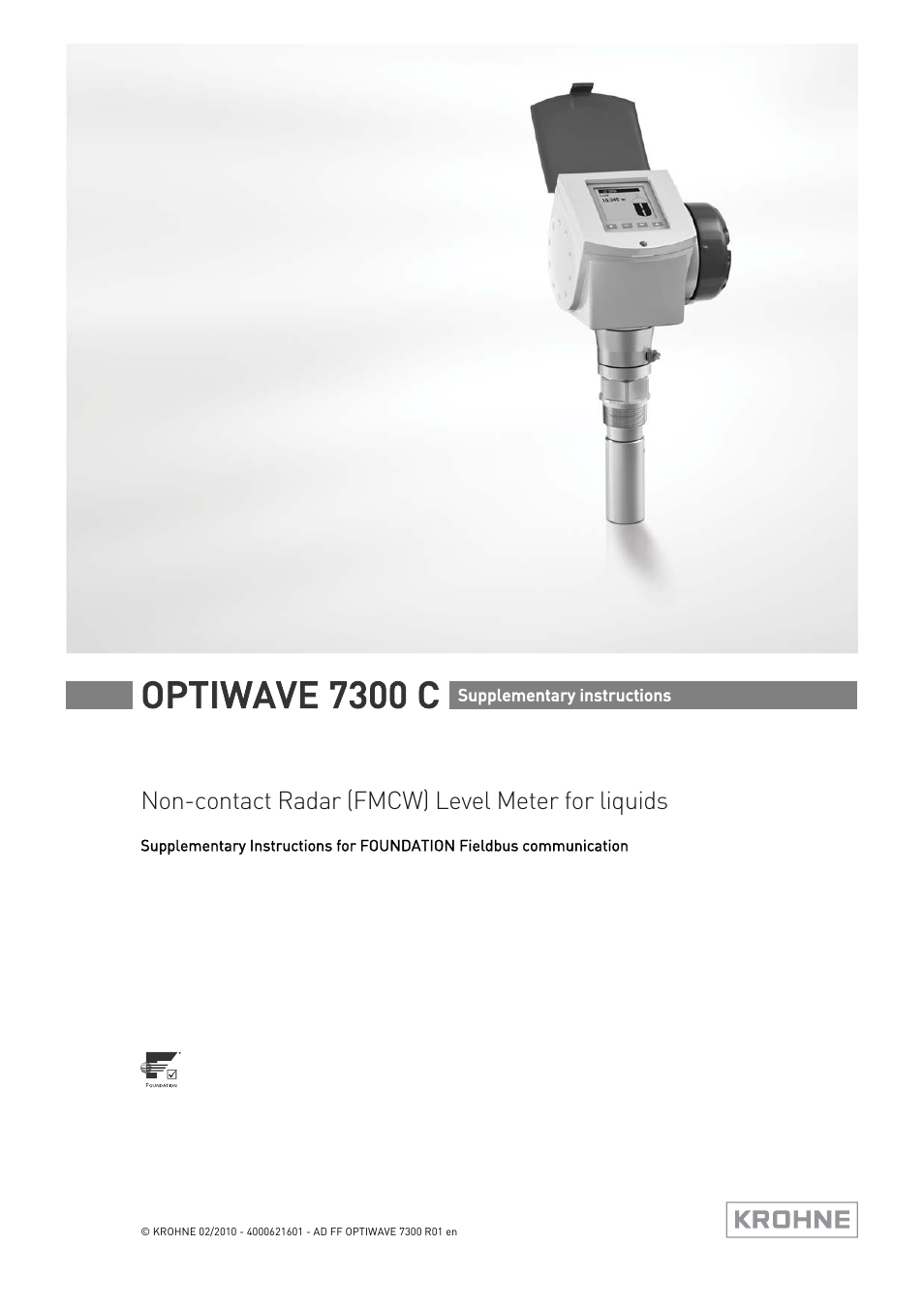 KROHNE OPTIWAVE 7300C FOUNDATION FIELDBUS User Manual | 12 pages