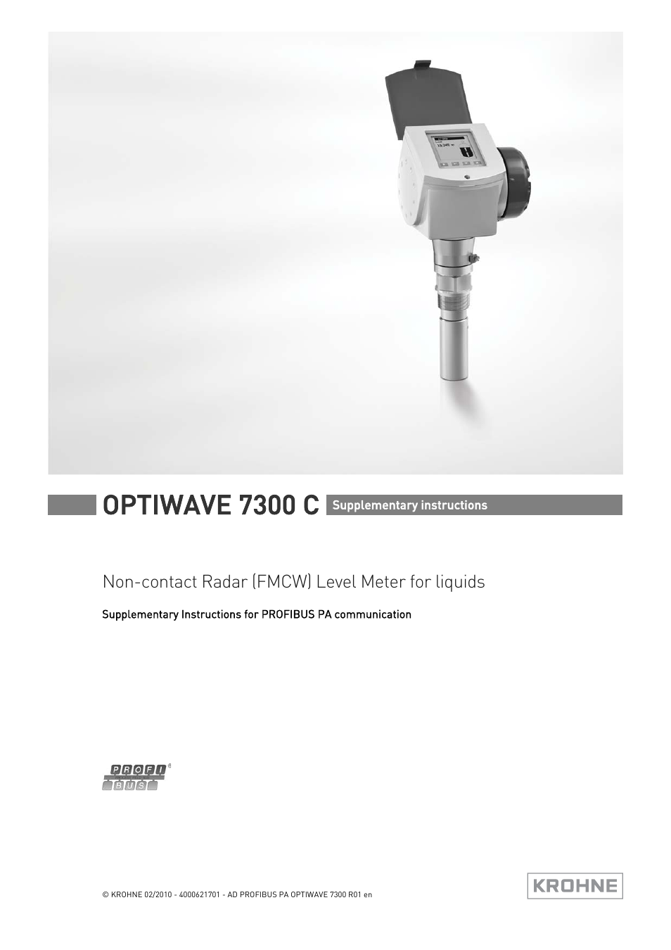 KROHNE OPTIWAVE 7300C PROFIBUS PA User Manual | 12 pages