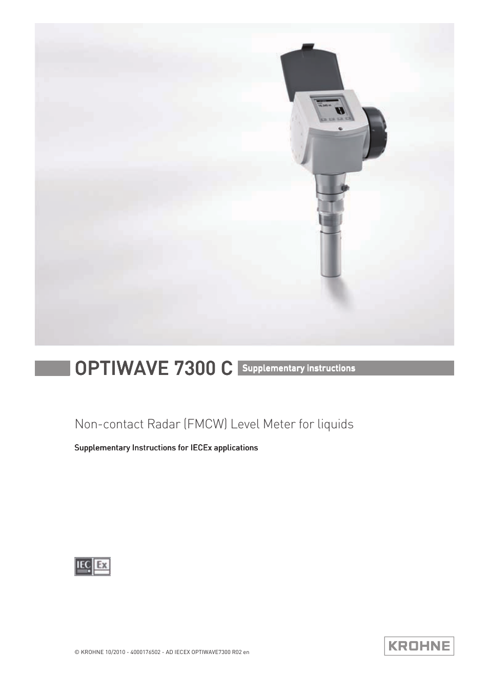 KROHNE OPTIWAVE 7300 IECEx User Manual | 20 pages