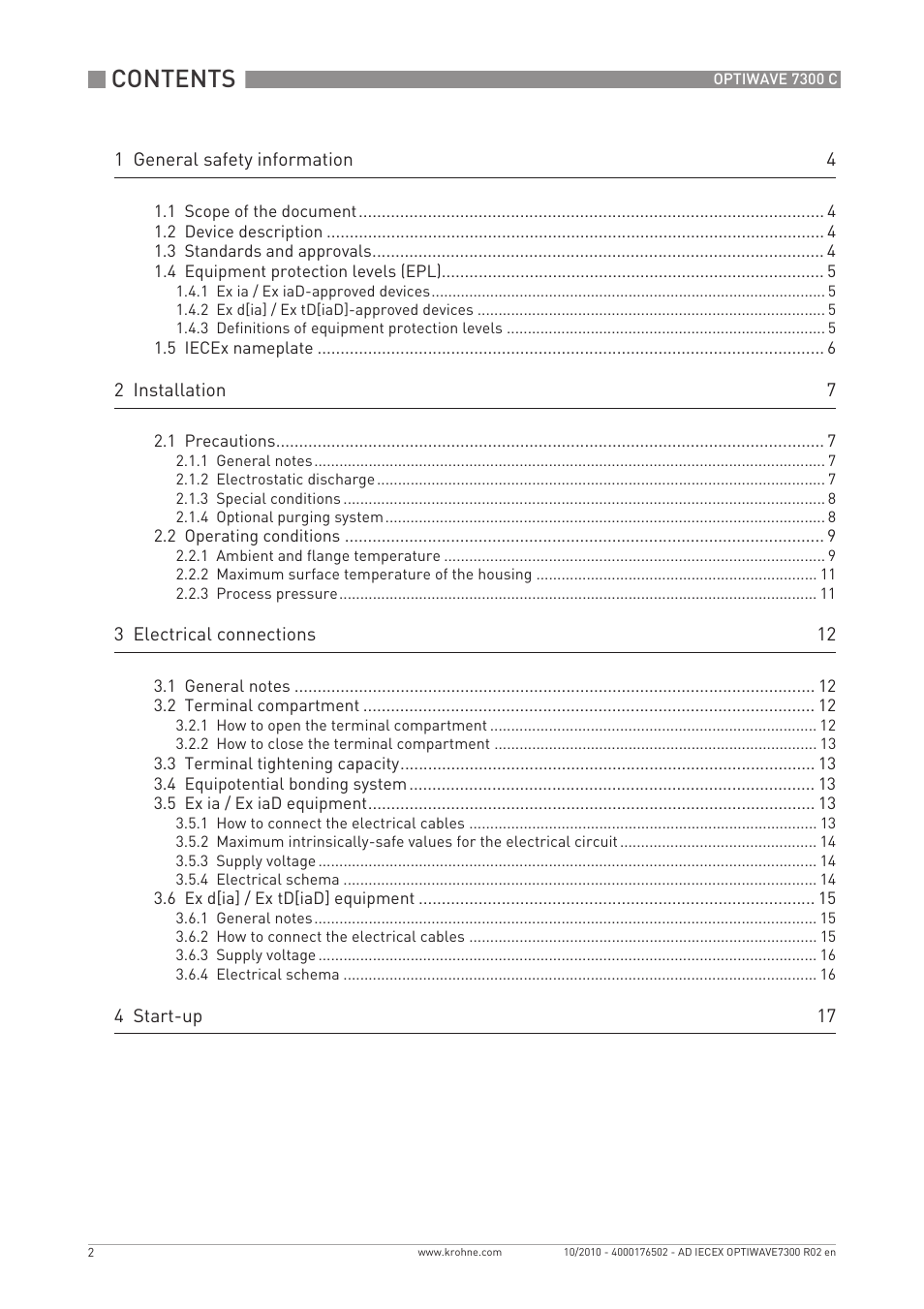 KROHNE OPTIWAVE 7300 IECEx User Manual | Page 2 / 20