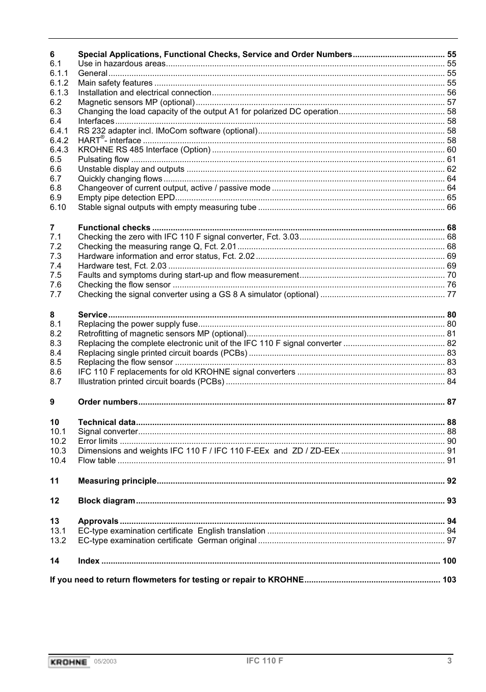 KROHNE IFC 110 Converter User Manual | Page 3 / 104