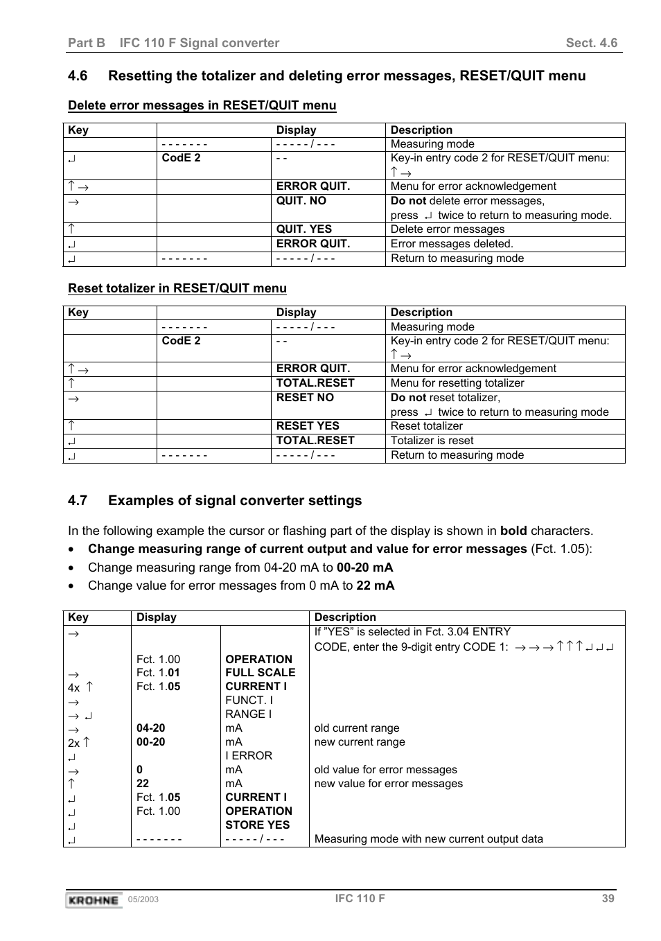 7 examples of signal converter settings | KROHNE IFC 110 Converter User Manual | Page 39 / 104