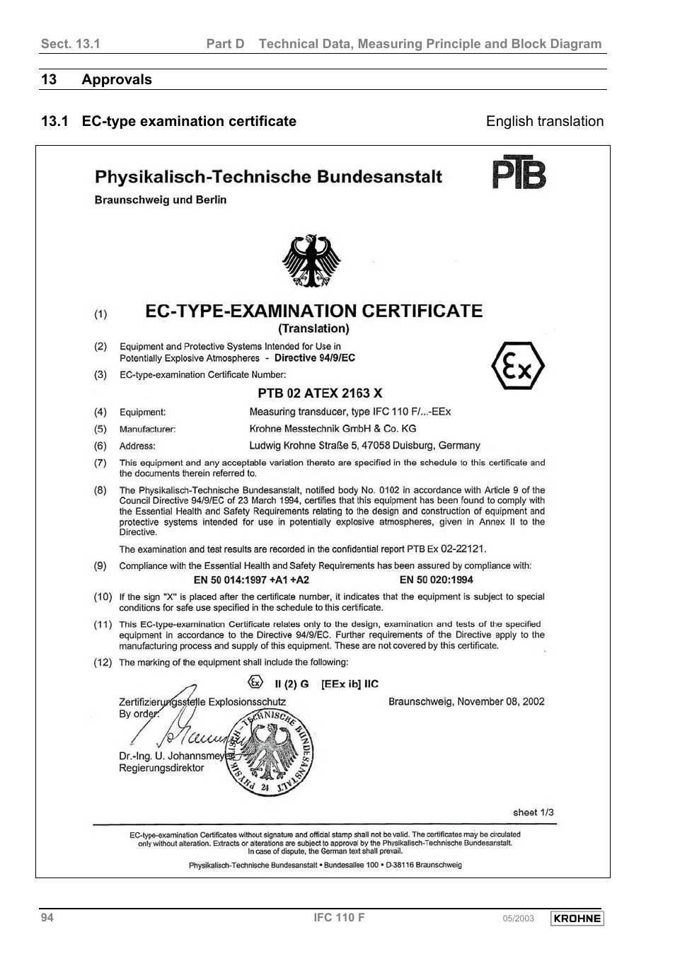 KROHNE IFC 110 Converter User Manual | Page 94 / 104