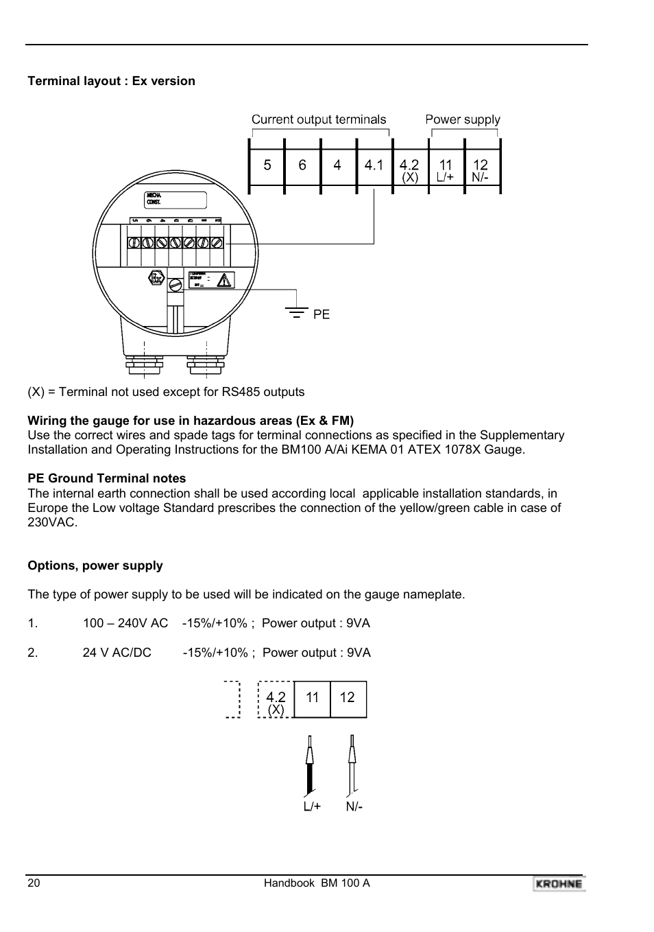 KROHNE BM 100A Handbook User Manual | Page 20 / 84