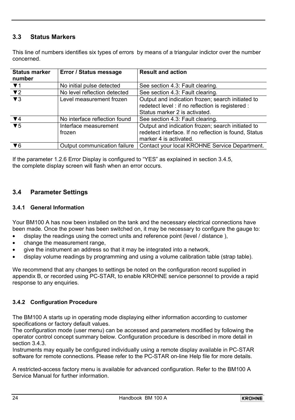 KROHNE BM 100A Handbook User Manual | Page 24 / 84