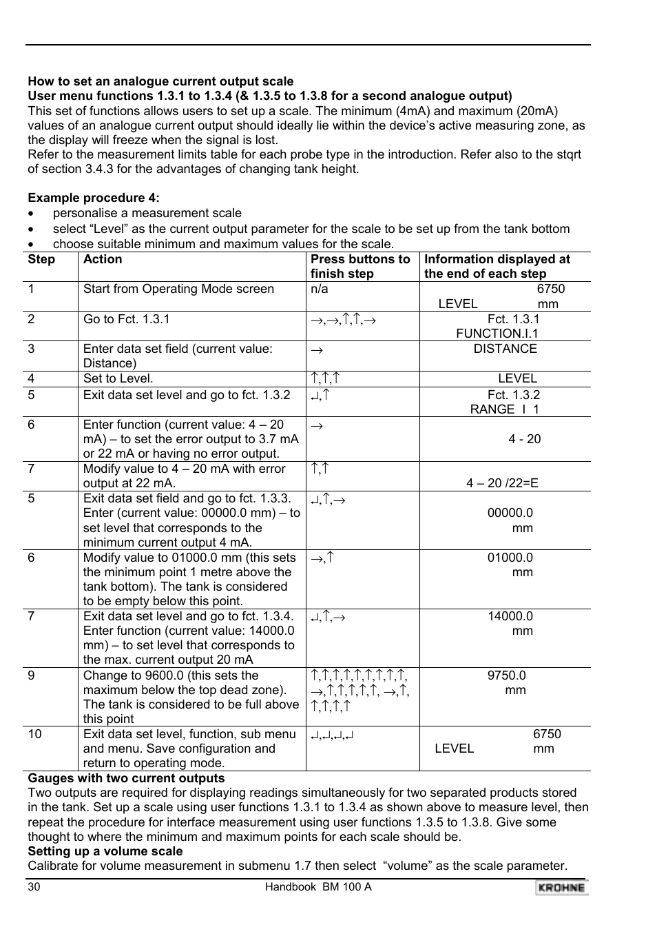 KROHNE BM 100A Handbook User Manual | Page 30 / 84