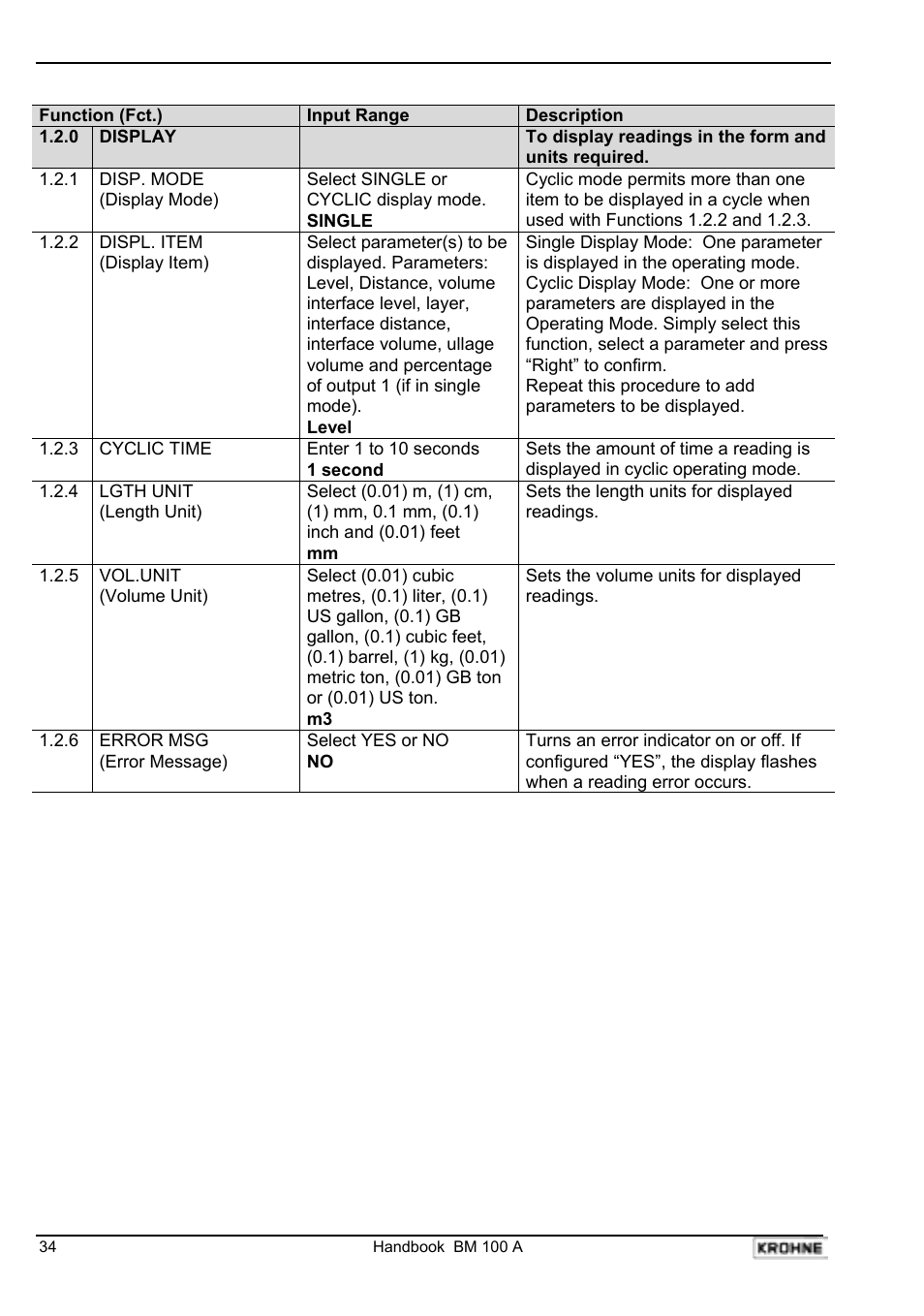 KROHNE BM 100A Handbook User Manual | Page 34 / 84
