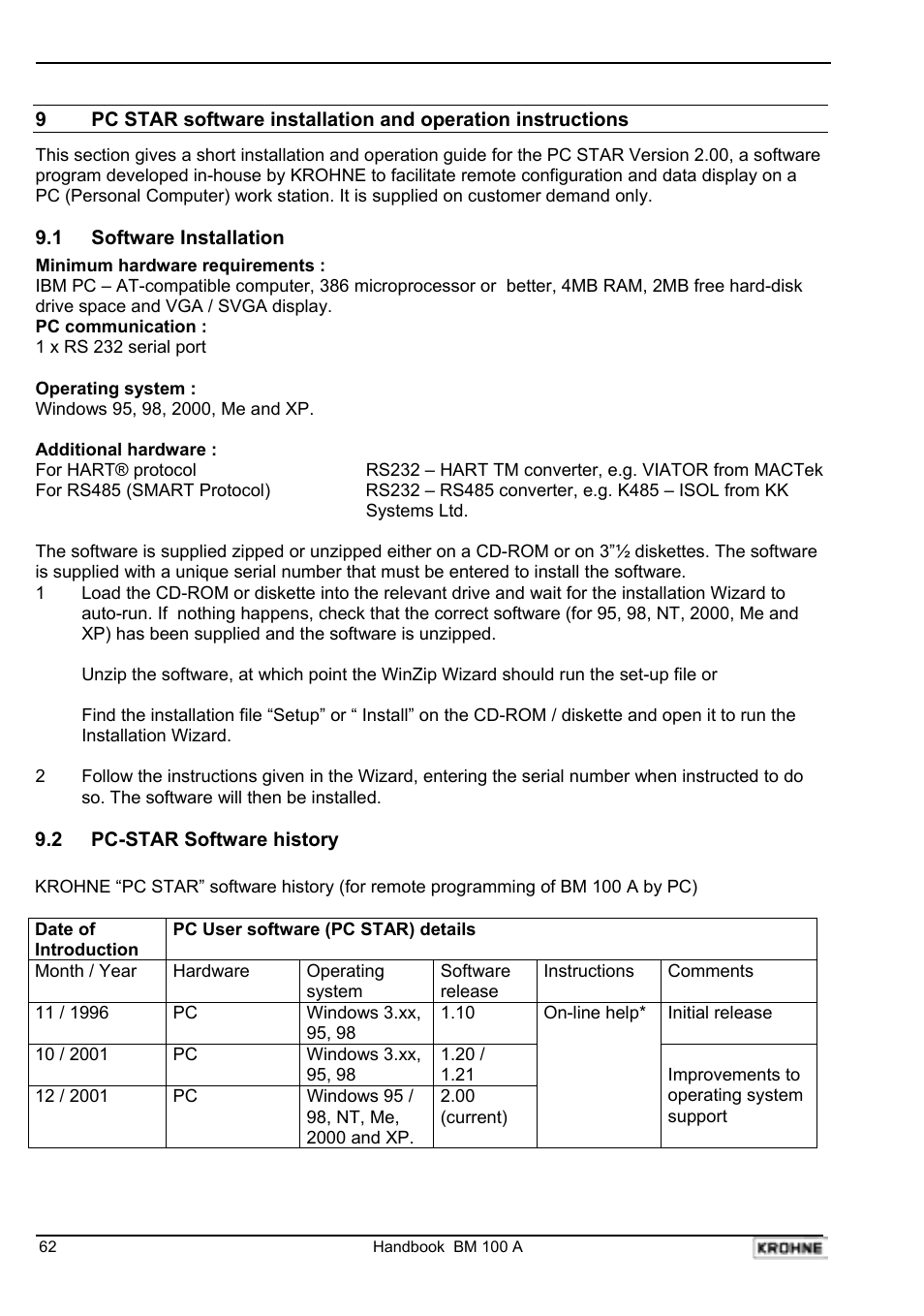 KROHNE BM 100A Handbook User Manual | Page 62 / 84