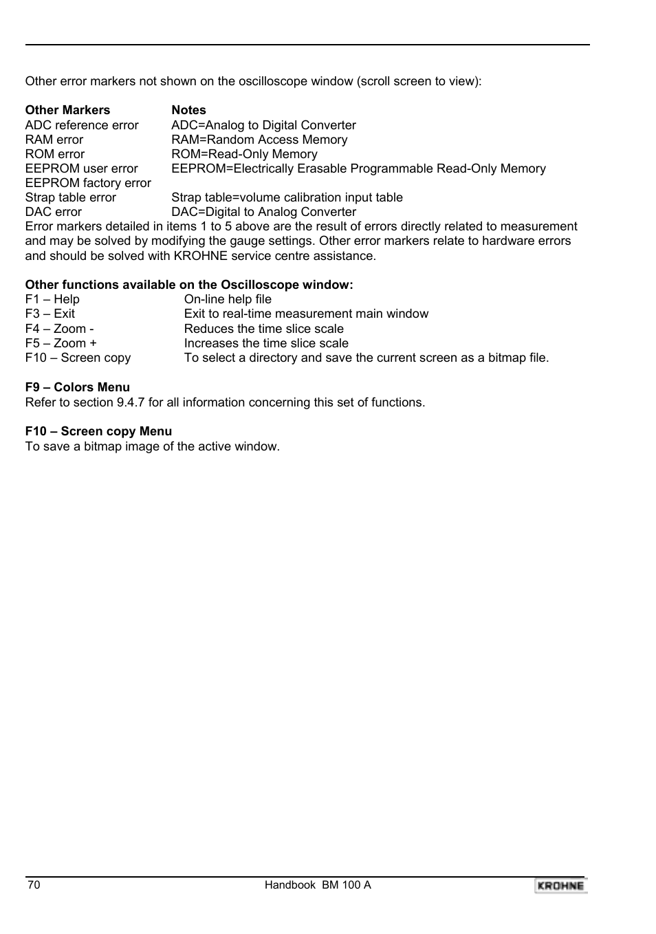 KROHNE BM 100A Handbook User Manual | Page 70 / 84