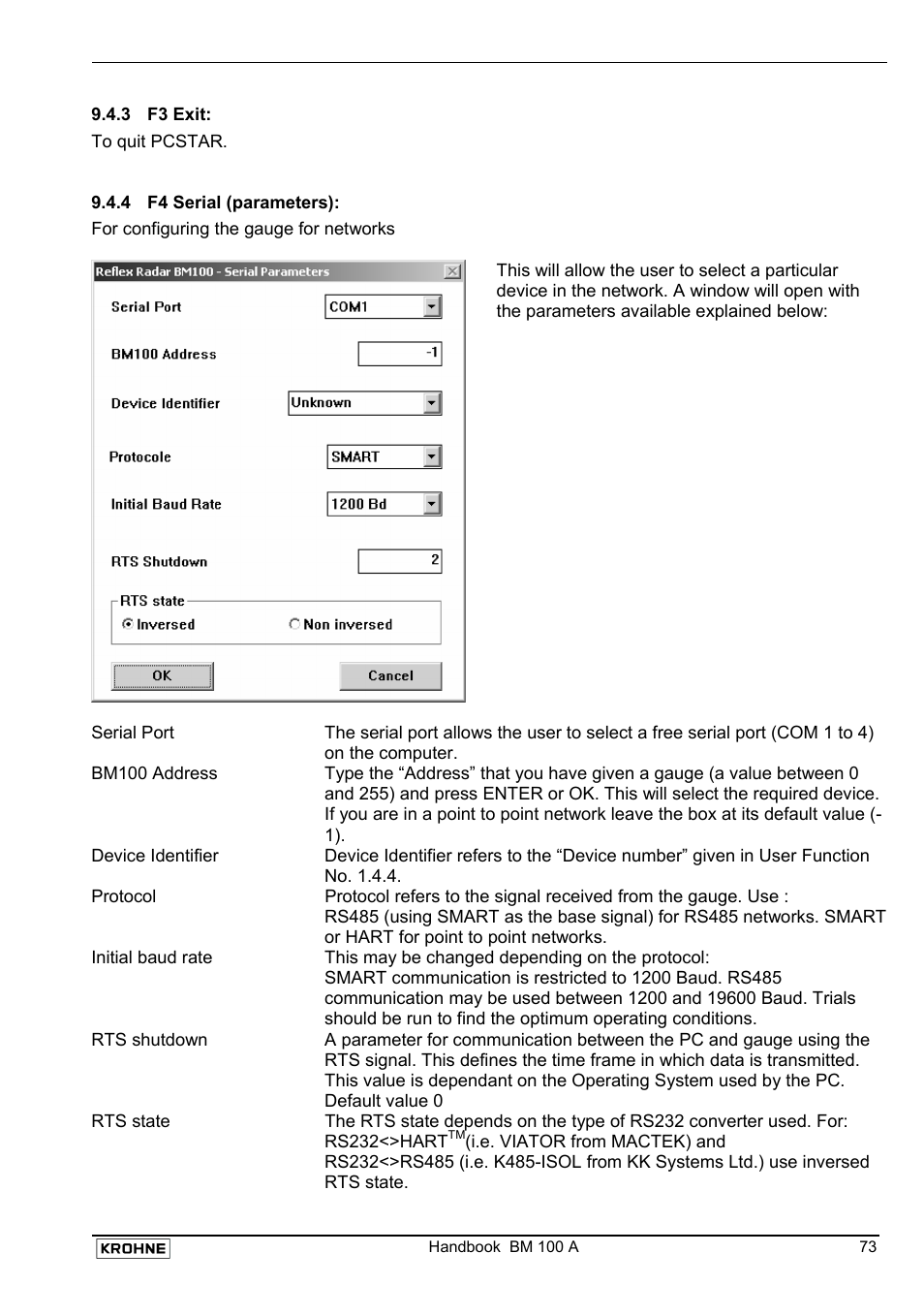 KROHNE BM 100A Handbook User Manual | Page 73 / 84