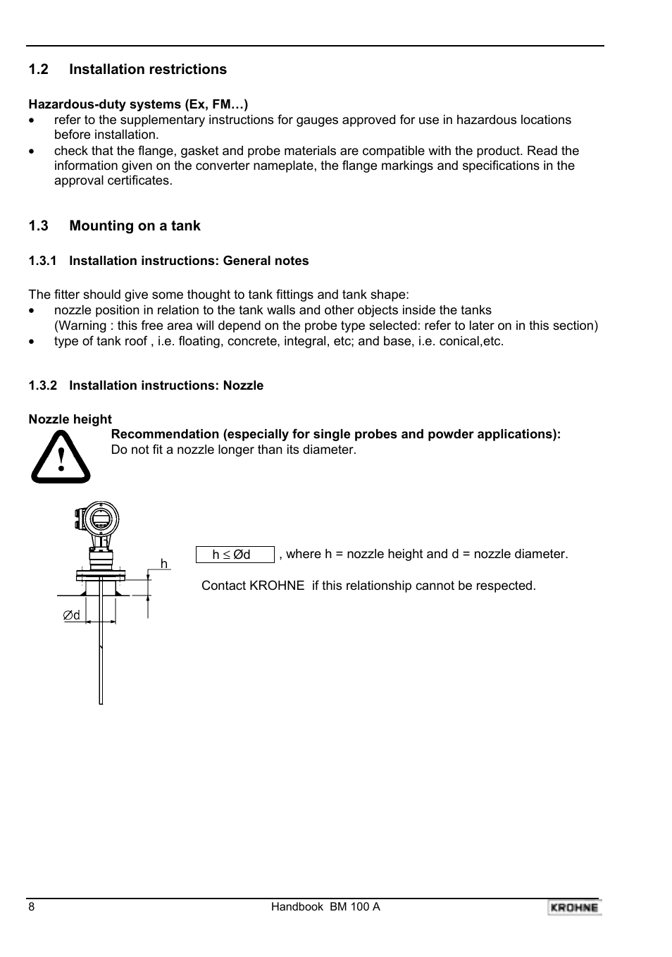 KROHNE BM 100A Handbook User Manual | Page 8 / 84