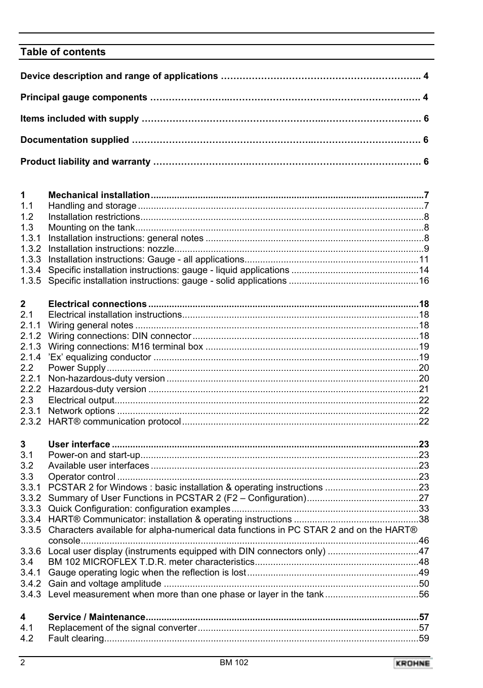 KROHNE BM 102 Handbook User Manual | Page 2 / 92