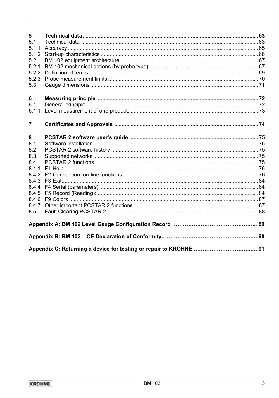 KROHNE BM 102 Handbook User Manual | Page 3 / 92