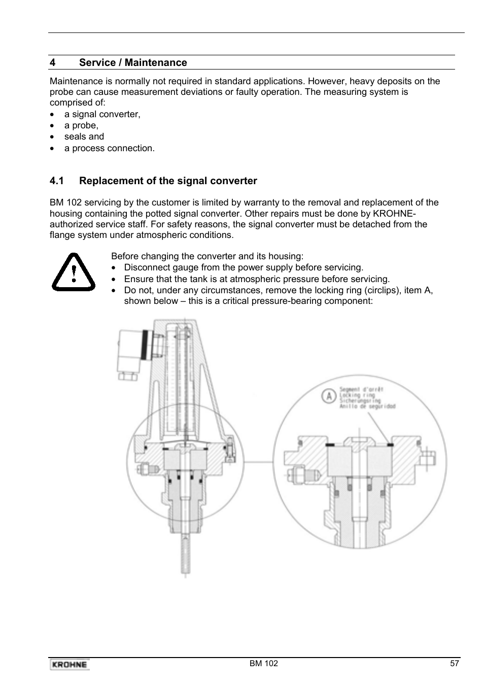 KROHNE BM 102 Handbook User Manual | Page 57 / 92