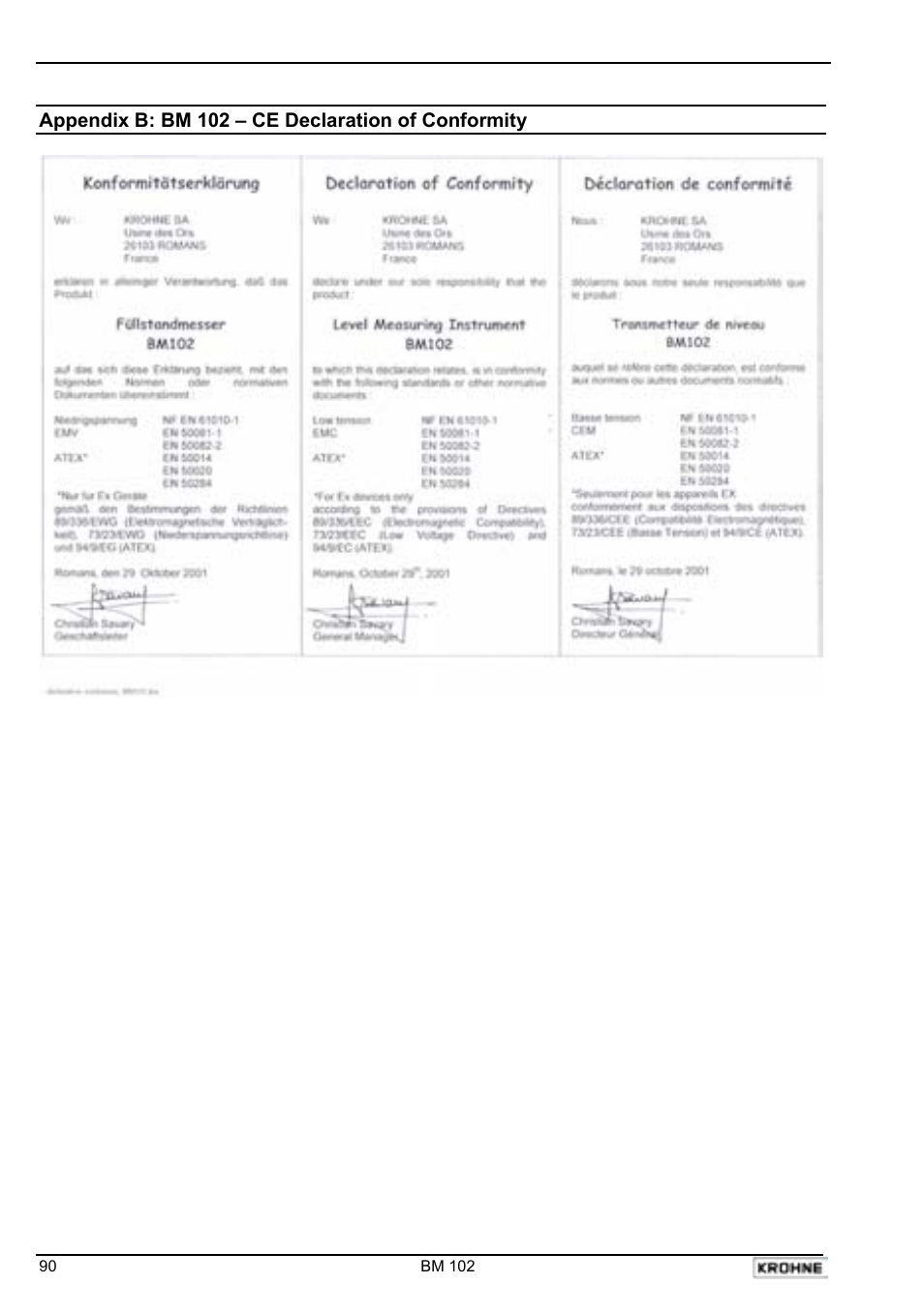 KROHNE BM 102 Handbook User Manual | Page 90 / 92