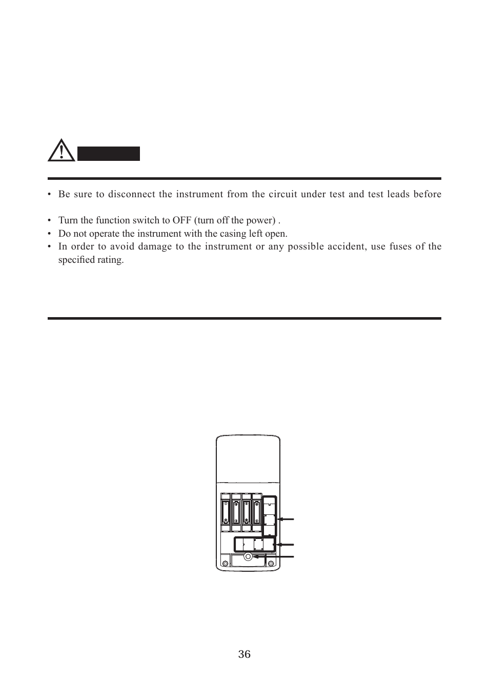 2 fuse replacement, W arnin g | KYORITSU 1052 User Manual | Page 37 / 40