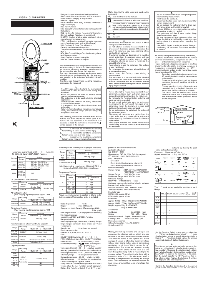 KYORITSU 2056R User Manual | 2 pages