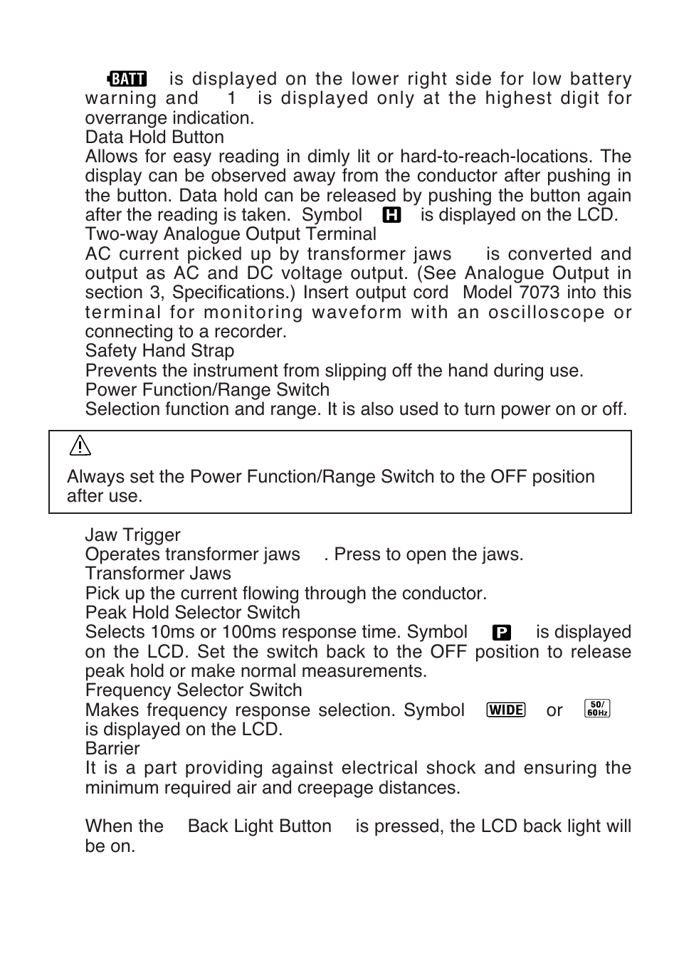 Caution | KYORITSU 2413R User Manual | Page 12 / 24