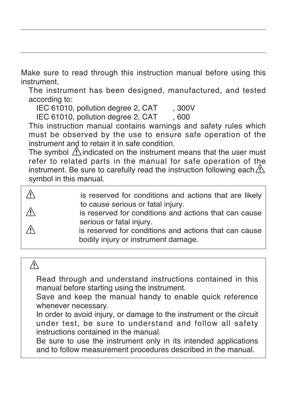 Safety warnings | KYORITSU 2413R User Manual | Page 3 / 24